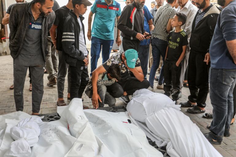 Bodies of the Palestinians of the Israeli attack are brought to Al-Najjar Hospital, in Rafah, Gaza